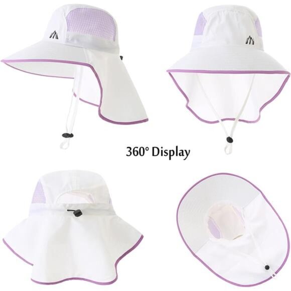 UV Sun Protection Hat Women Foldable Neck Flap Wide Brim Fishing hat - Picture 4 of 7